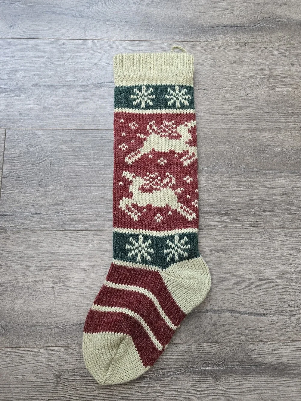 Reindeer Wool Christmas Stocking Cabincore Cottagecore Farmhouse